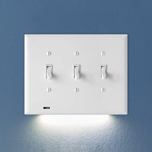 יחיד - מתג Snappower [עבור מתגי תאורה משולשים -גנג] - צלחת קיר מתג אור עם אורות לילה מובנים LED - אפשרויות בהירות/מעומעות/כיבוי